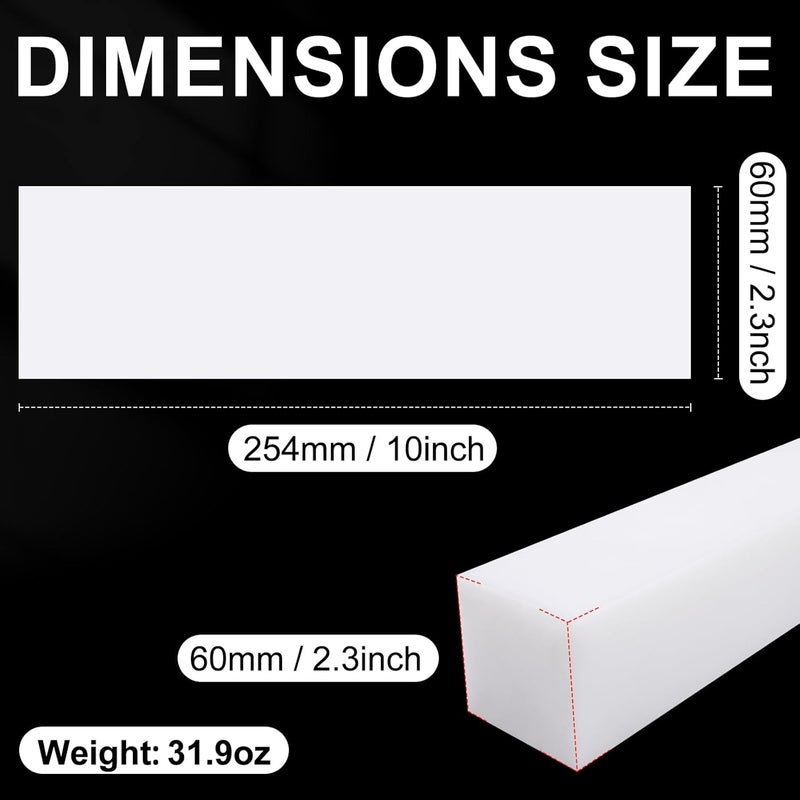 Happara UHMWPE Ultra High Molecular Weight Polyethylene Tapping Block for Engineering, Flooring, DIY, Nylon Blocks Plastic Rectangular Solid Bar for Machining Home Improvement (1, 2.3" x 2.3" x 10") - Image 2
